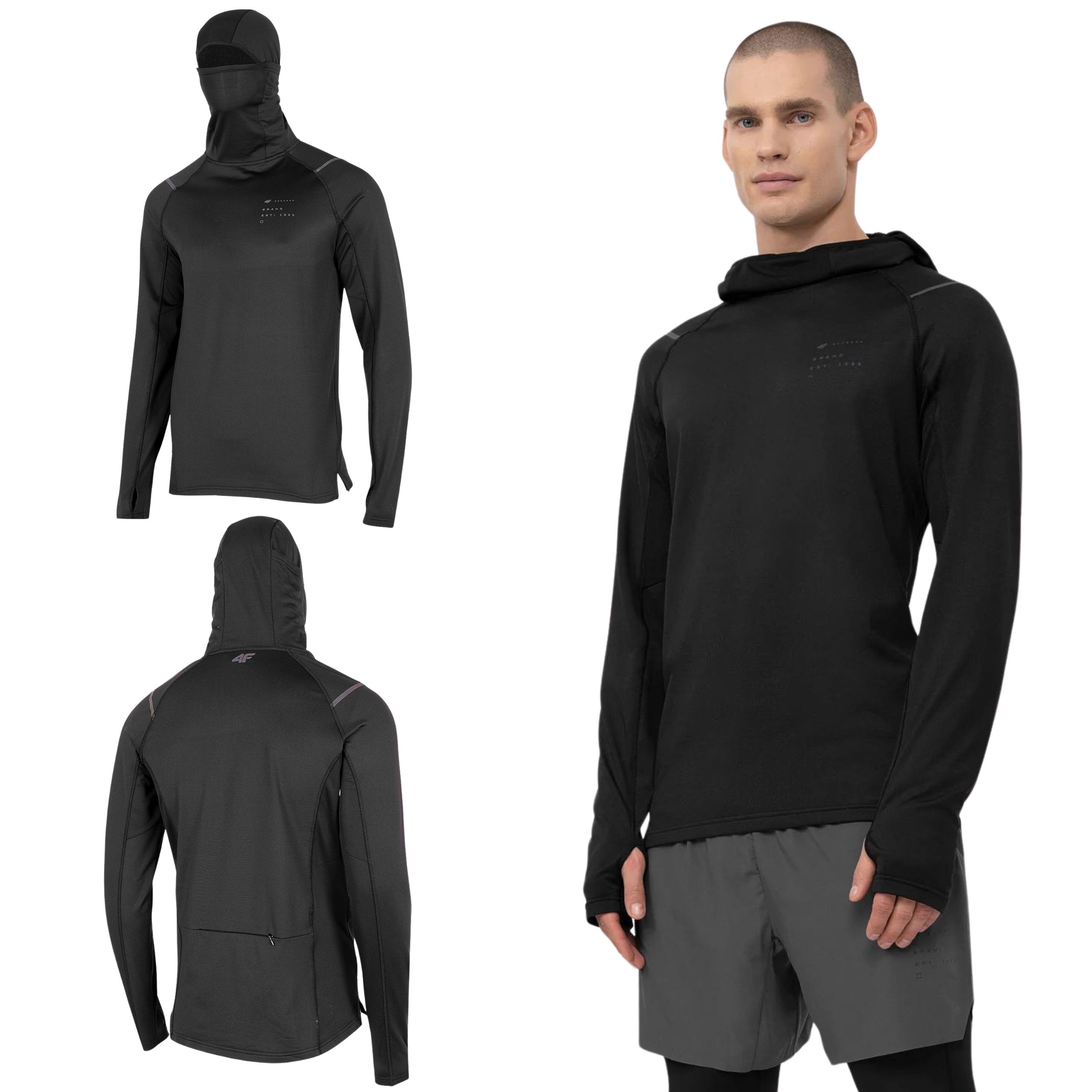 

Мужская толстовка с капюшоном темно-черного цвета 4F H4Z22 BLMF013 XXL