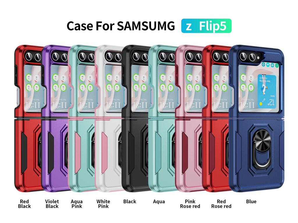 Samsung Z Flip6 Protective Case with Ring Holder - Full Coverage