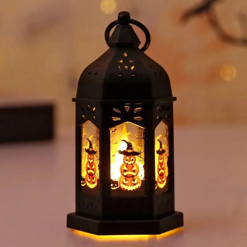 Halloween Portable Pumpkin Wind Lamp New Ghost Festival Easter Candle Lamp Festive Atmosphere Decoration Props