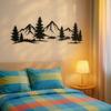 Metal Wall Art Mountain Forest Black Decor For Living Room Bedroom Office Modern Farmhouse Rustic Nature Inspired Wall Hanging Sign
