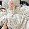 Class A soft waxy washed cotton four-piece bedding cute small fresh quilt cover bed sheet student dormitory bed hat model