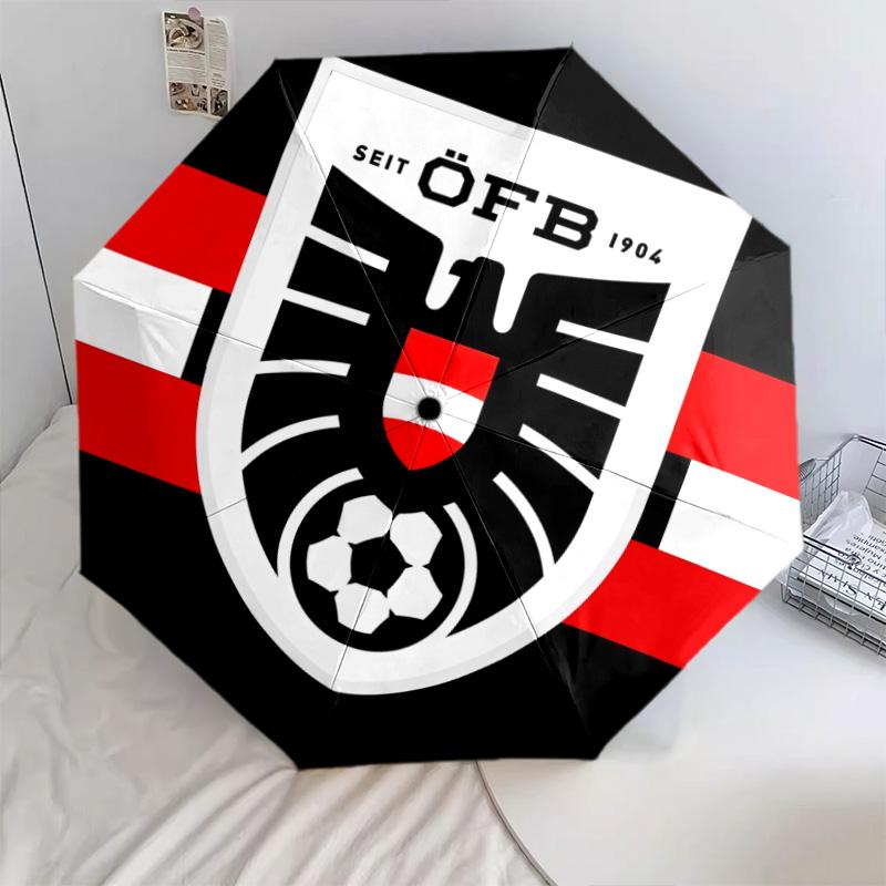 Austria national football team pattern, automatic folding umbrella, portable and foldable design, 8 ribs, a Christmas or birthday gift.