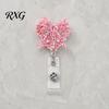 Cute Badge Reel Nurse Reel, Funny Retractable Glitter Acrylic Name Tag Holder with Bow Clip, Sparkly ID Card for Teachers Student Staffs