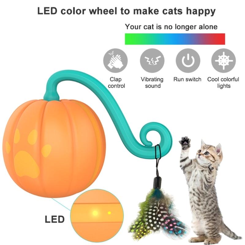 Interactive Cat Ball Toy With Sound Automatic Moving Ball Cat Toy Robotic Kitten Toy Cat Moving Toy Cat Scratcher Toy