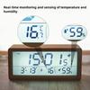 Large Screen Date Temperature LED Wooden Digital Alarm Clock Multifunctional Humidity Backlight 12/24 Hour Snooze Table Clock