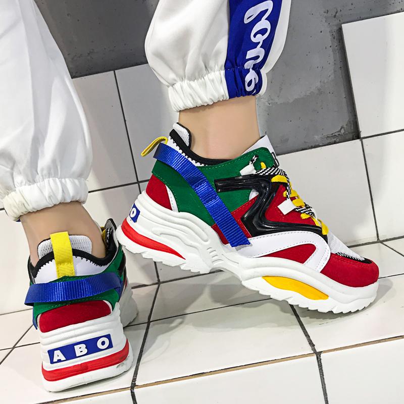 Kolorowe Sneakersy na Platformie Męskie 2024 Moda Para Casualowe Sneakersy Lekkie Sznurowane Stylowe Sneakersy Damskie Tenis Masculino