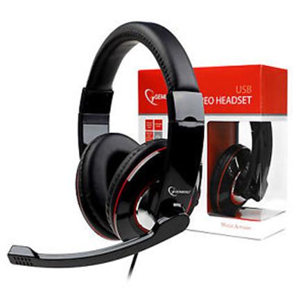 Wired headphones Gembird  HEADSET STEREO USB BLACK/MHS-U-001