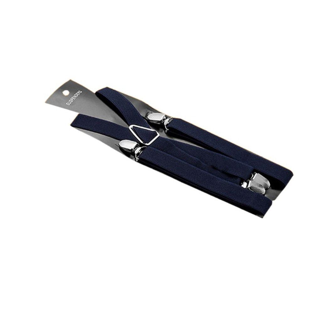 Women Solid Color Strap Performance Hanging Pants Clip Tie Suspenders Set Bow Tie Suspenders Clips
