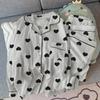 Pajamas Women'S Spring Wrinkled Cloth Long-Sleeved Love Sweet Fashion Loungewear Two-Piece Set Can Be Worn Outside