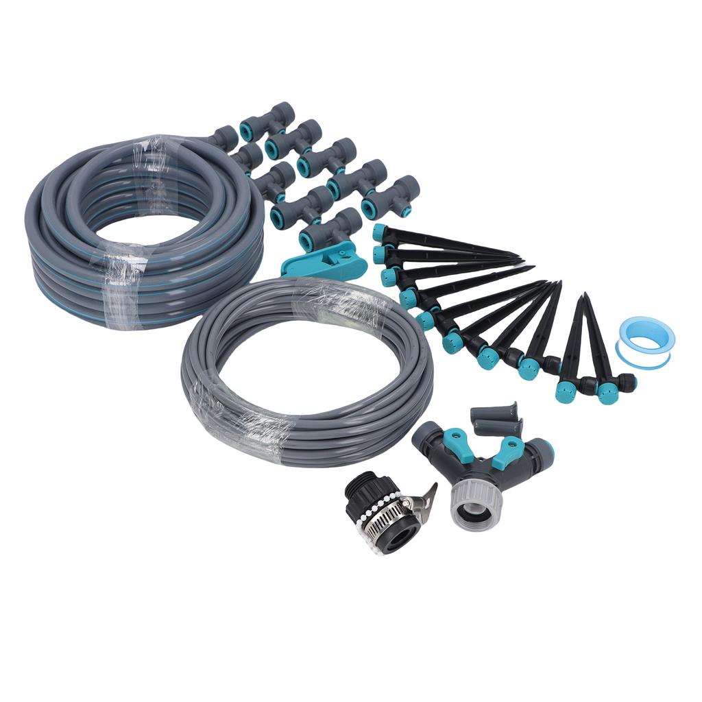 Sistema de Irrigação por Gotejamento 32,8 pés 8 Furos Ajustável Nebulização Precisa Kit de Aspersor de Irrigação por Gotejamento para Jardim Estufa Gramado