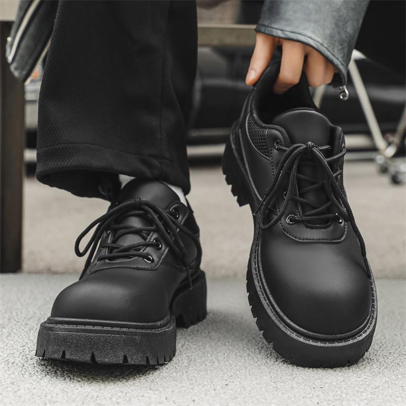 

Весенние новые массовые мужские кожаные туфли с большой головкой, повседневная мужская обувь 39-44 39 чёрный