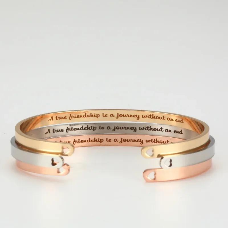 Coordinate Engraved Text Heart Hole Cuff Bangle Personalized Bar Necklace Stainless Steel Bracelet Men Women Gif