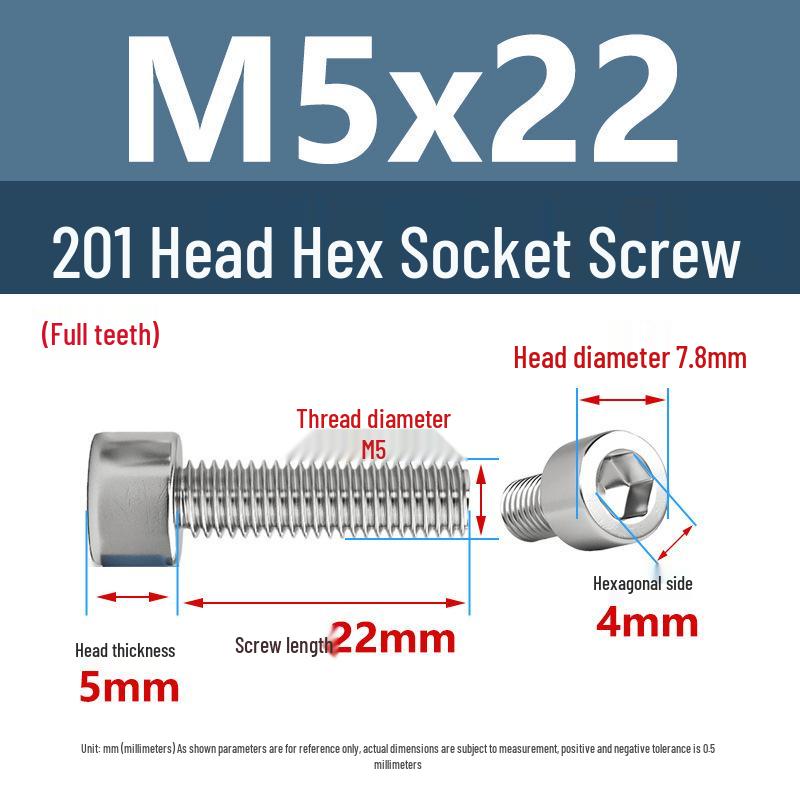 Yigu 201 Stainless Steel Cup Head Hexagon Screws and Bolts - M3, M4, M5, M6