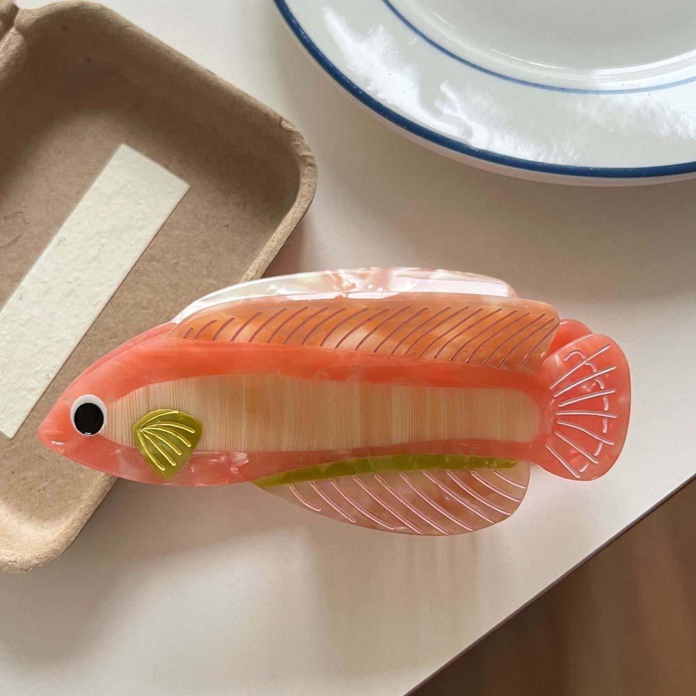 Korean Style Silver Arowana Shark Clip Acrylic Acetic Acid Hair Claw Guppy Hair Claw  Beach