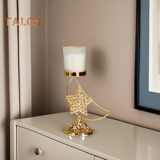 Eid Ramadan Moon Shape Candle Holder Rustproof Corrosion Resistant Candlestick Holder Ramadan Centerpiece Decoration