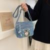 Bestickte Denim-Tasche Kätzchen-Muster Handy-Tasche Damen Schulter-Crossbody-Tasche