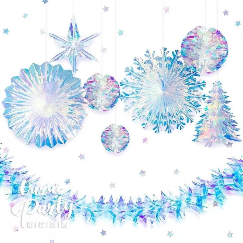 Fantasy Snowflake Honeycomb Ball Hanging Ice and Snow Christmas Tree Pendant Colorful Christmas Spring Festival Decoration Party