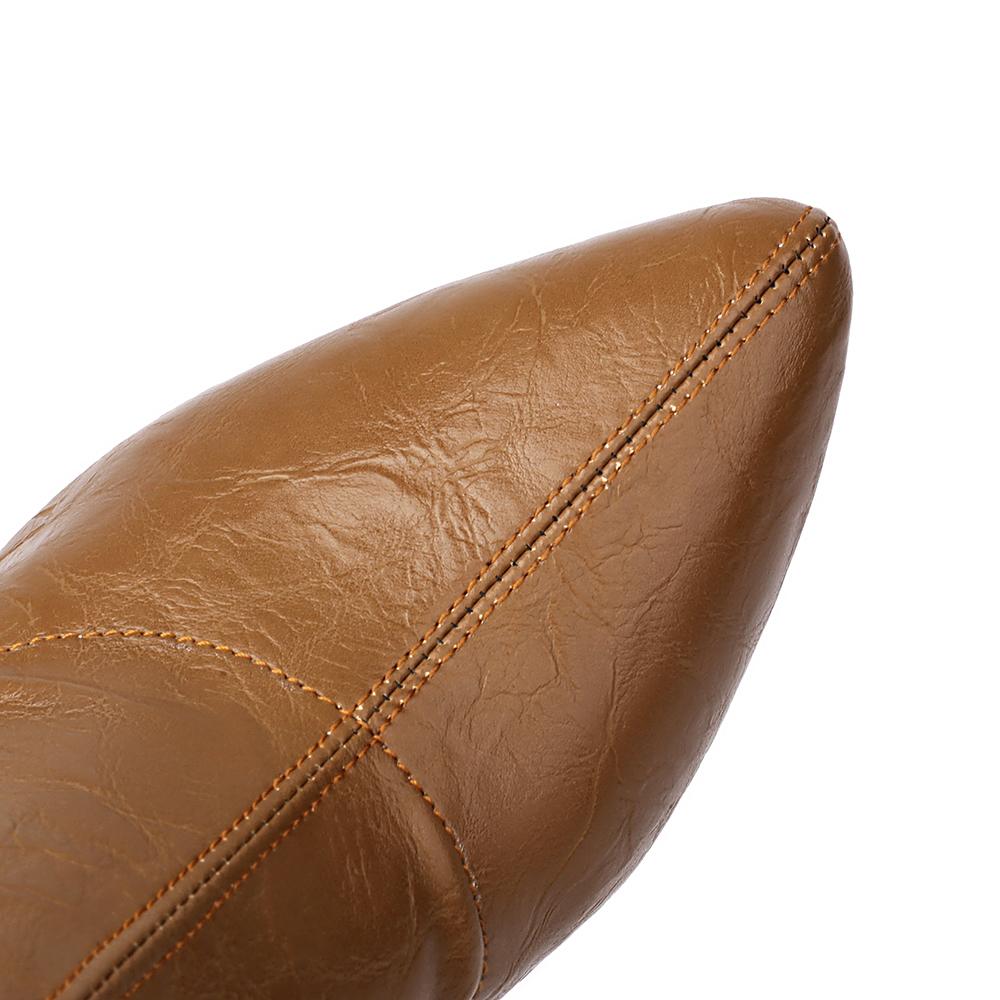 White Red Women Mid Calf Boots Pointed Toe High Spike Heel Small Big Size 33 47