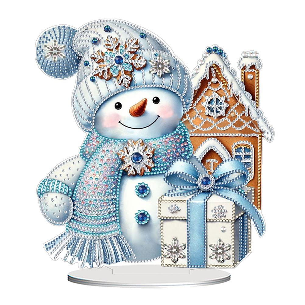 2D Flat Snowman Print DIY Desktop Diamond Art Kits 5D DIY Diamond Art Tabletop Decorations Diamond Painting Desktop Decorations