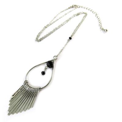 [N8826] - Designer Necklace 'Scarlett' Black Silver