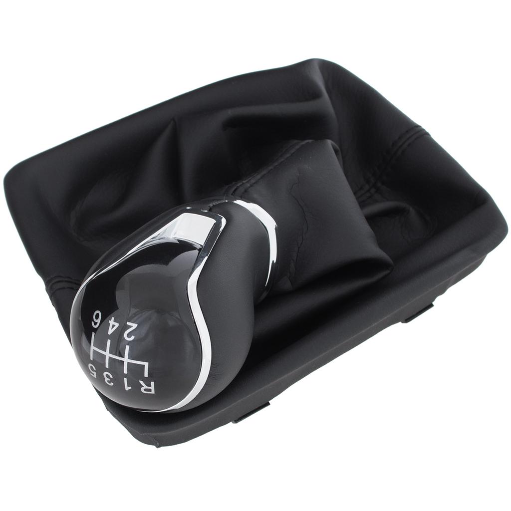 Seat Leon III 12-17 BLACK ECO LEATHER Gear Shift Knob + Gaiter with Frame 6 GEARS