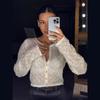 Hollow Knit Cardigan Long Sleeved Short Thin Sweater Women's Slim Top Casual Elegant Commuting Versatile Cardigan Spring Summer