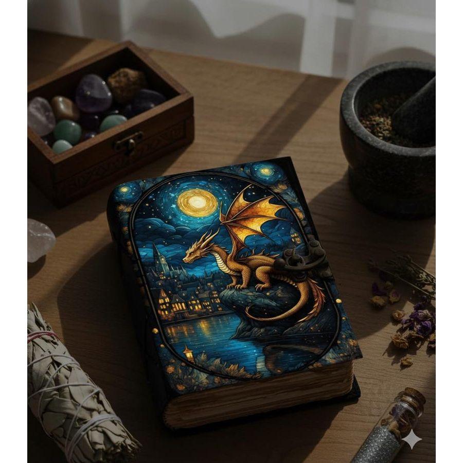 Dragon Leather Journal: Handmade Book of Shadows with Key Lock
