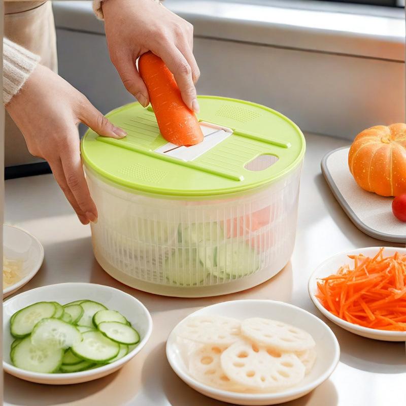 Multifunktionaler Gemüsesalat-Trockner Manuelle Gemüsewasch-Dehydriermaschine Obst Schnellschüttel- und Abtropfkorb