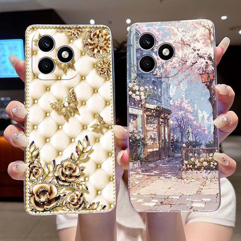 For Honor X8d 4G Phone Case For Honor X8d 4G Clear TPU Anti-scratch Soft Casing Fashion Unique Colorful Clouds Pattern Shell