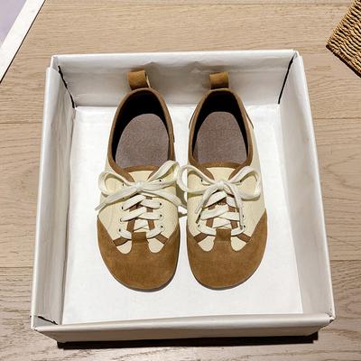 Genuine Leather & Canvas Patchwork Flat Shoes Woman Lace Up Sneakers Cowhide Mixed Color Espadrilles Women Cow Leather Flats