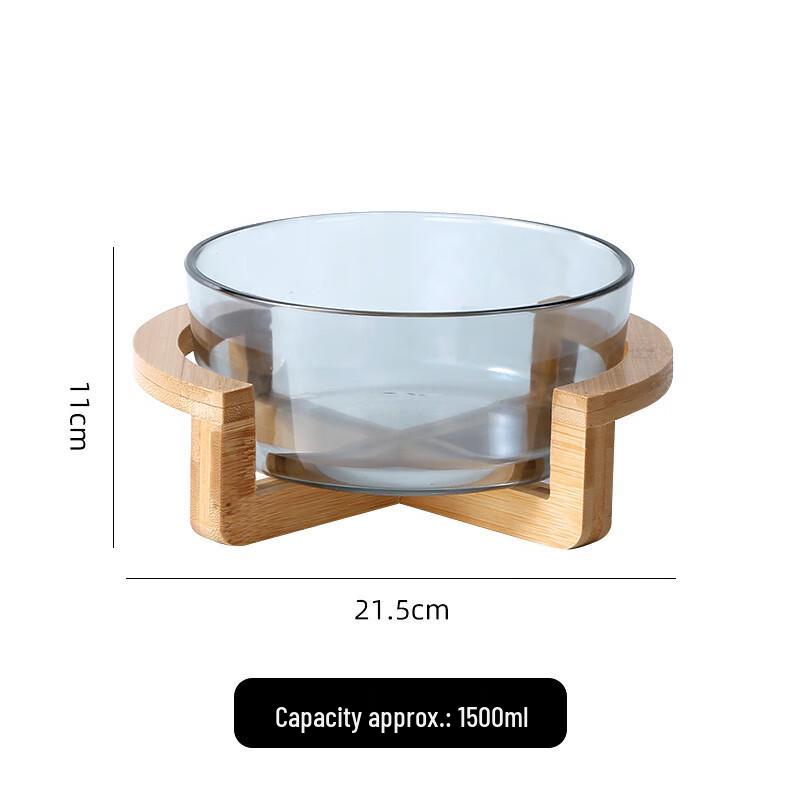 Glass Salad Bowl with Bamboo Stand