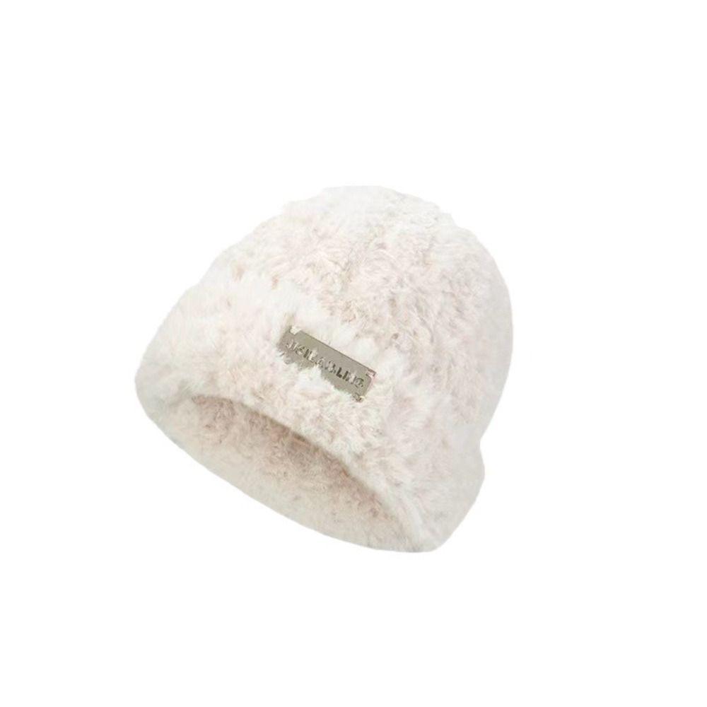 Warm Plush Pullover Hat Plush Winter Cap Fashion Stripe Hat  Safety Helmet