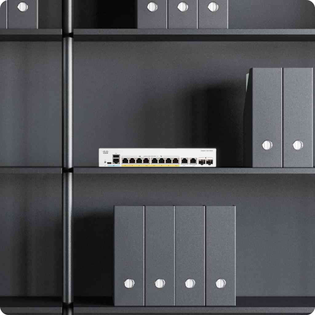 Cisco Systems Cisco Cisco Catalyst Smart Switch 8 Port GE PoE Ext PS 2x1GE Combo Carcasă Metalică Ventilator Silențios Fără Ventilator Pentru Afaceri (Cisco) 1200-8P-E-2G