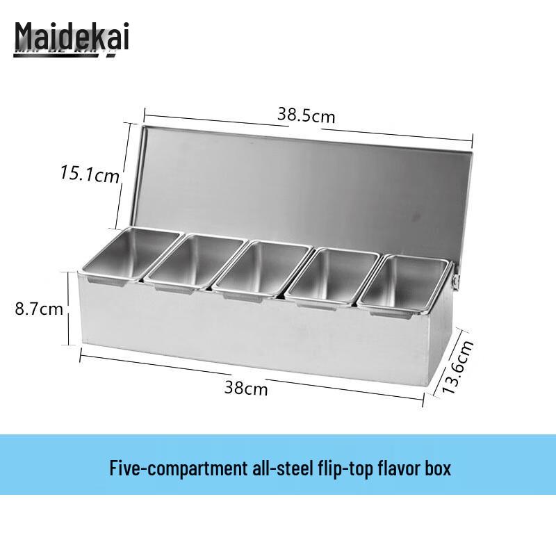 Maidekai Stainless Steel Commercial Seasoning Container Set Standard