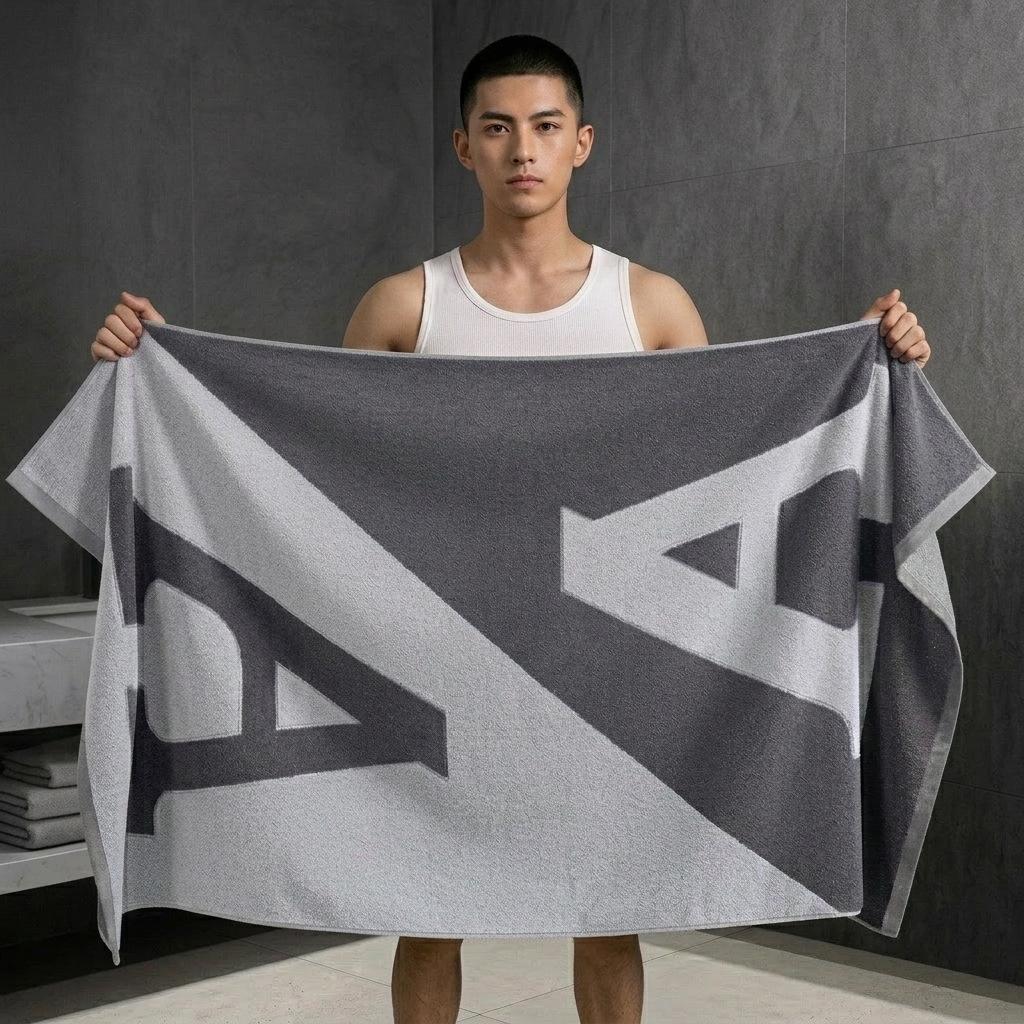 Large Grade A Yarn-Dyed Jacquard Cotton Bath Towel - Thick, Absorbent, Adult Style