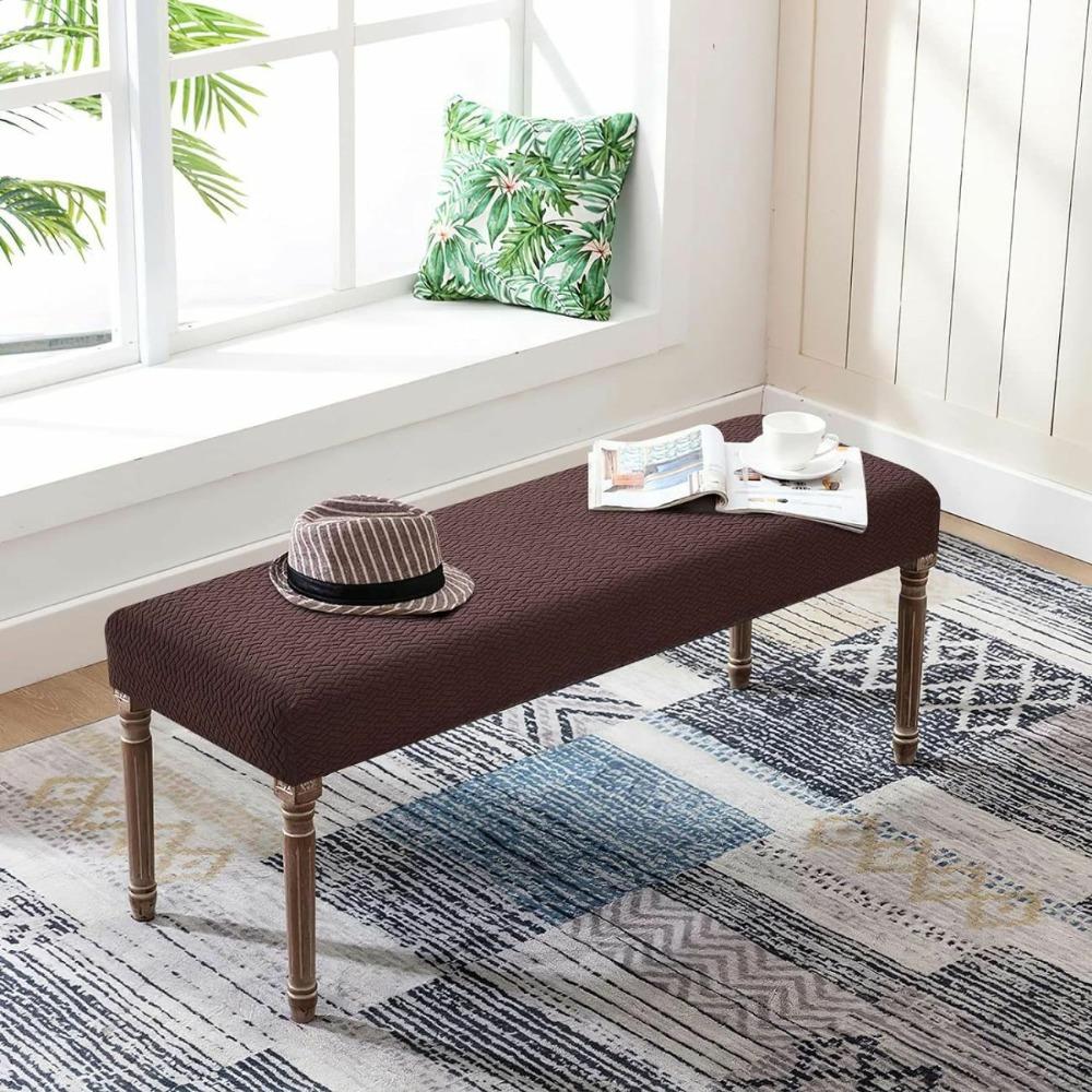 Long Grid Jacquard Household Dust-proof Bench Cover Stretch All-inclusive Piano Stool Covers for Home Decor Leisure Bench Cover