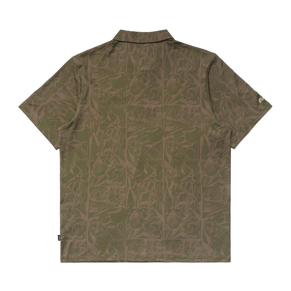 MALBON GOLF [Hunt Club] Patterned Collared T-Shirt Khaki (Man)