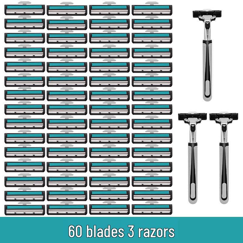 Men's Universal Double-Layer Razor Head: 2-Layer Blade for Beard & Face Shaving