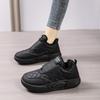 Black sneakers women's autumn and winter leather surface waterproof 2025 new casual non-slip work shoes kitchen work is not tired