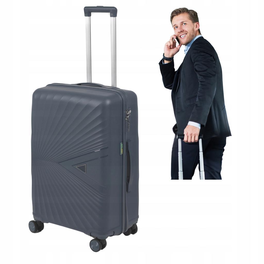 Walizka średnia twarda pp 65x43x27 3,3 kg lekka szara na 4 kółkach