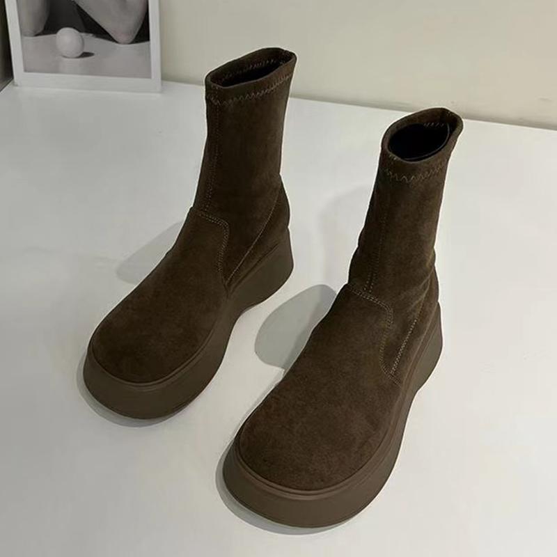 Women Suede Ankle Boots Winter Flats Shoes Woman 2025 Trend Fashion Retro Warm Goth Cozy Walking Classic Snow Boots Mujer Botas