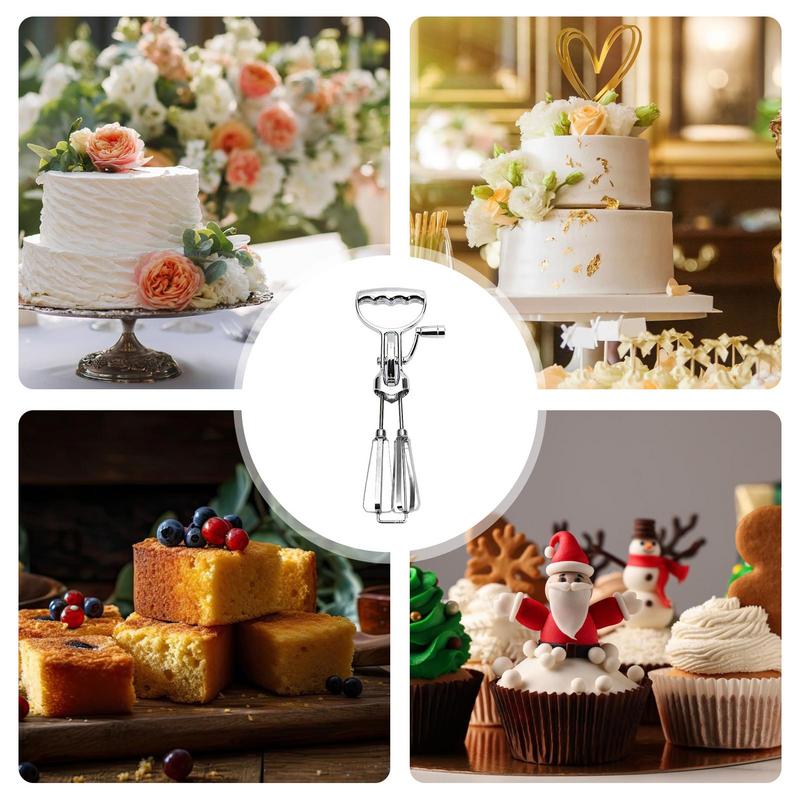 Manual Egg Blender Manual Hand Crank Egg Beaters Blender Stainless Steel Cake Baking Tool For Making Snacks Cakes Bread And