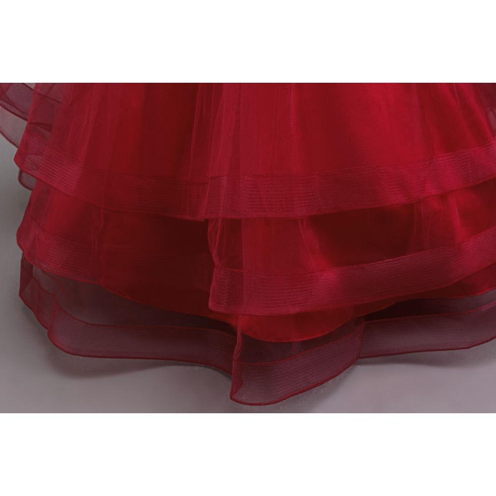Girls Party Evening Dress Skirt Flower Mesh Tutu Middle and Big Kids Long Christmas Performance Costume 632 Children's Princess