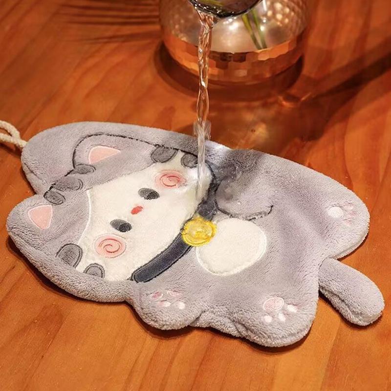Cartoon Katze Handtuch Kawaii Handtuch Reinigungstuch Ideal für Küche Badezimmer Hängendes Handtuch Super Saugfähiges Taschentuch