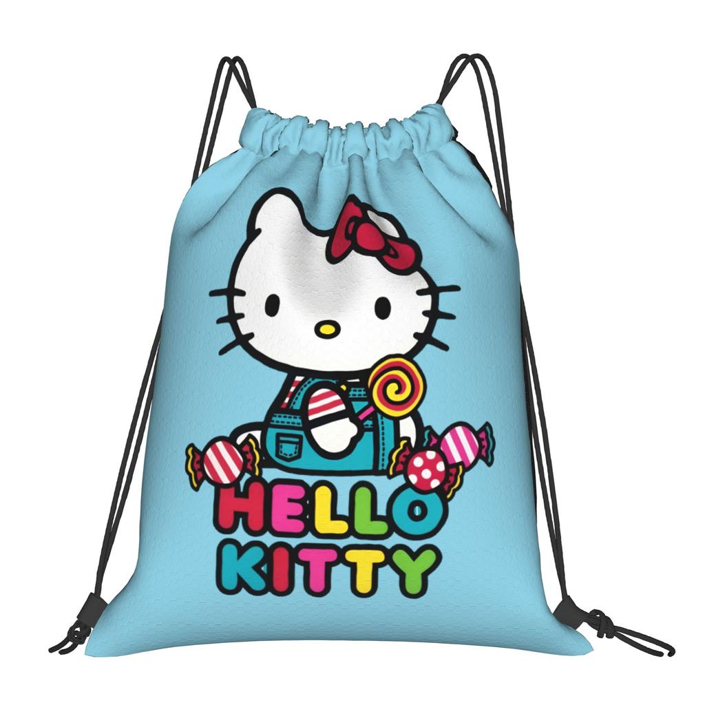 Custom Kitties Kitten Drawstring Backpack Women Men Sport Gym Sackpack Portable Cat Anime Shopping Bag Sack