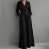 ZANZEA Tute Casual da Donna con Collo a Revers, Maniche Lunghe, Vestibilità Larga, Gamba Larga