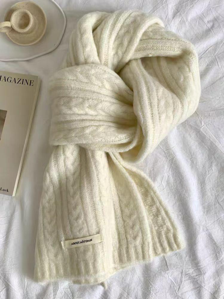 Wool Blended Knitted Scarf Women'S Winter Korean Version Soft Waxy Fashion Versatile Warm Student Couple Autumn And Winter Men