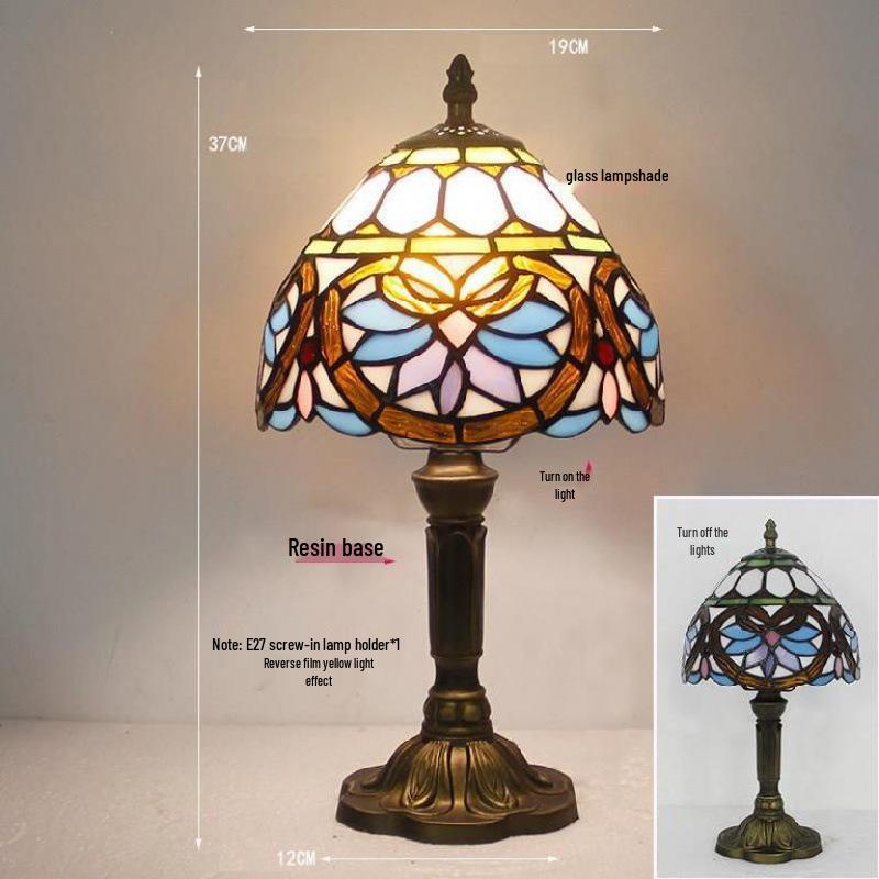 Retro Nostalgic Tiffany Bank Lamp for Living Room or Bedroom