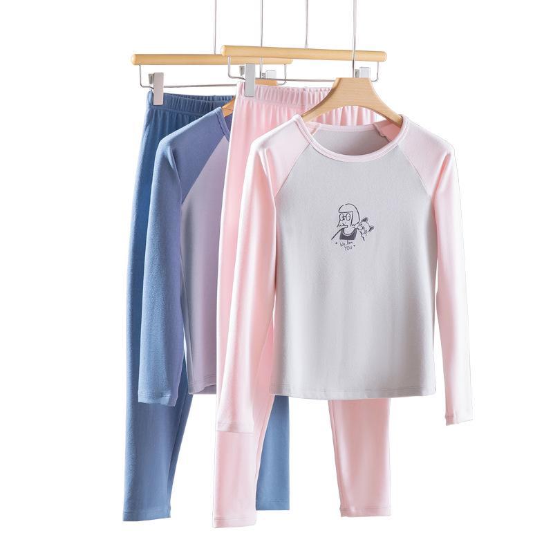 Dziecięcy ciepły komplet patchworkowy - Kontrastowy jesienno-zimowy zestaw dwuczęściowy w stylu mundurka szkolnego dla dzieci