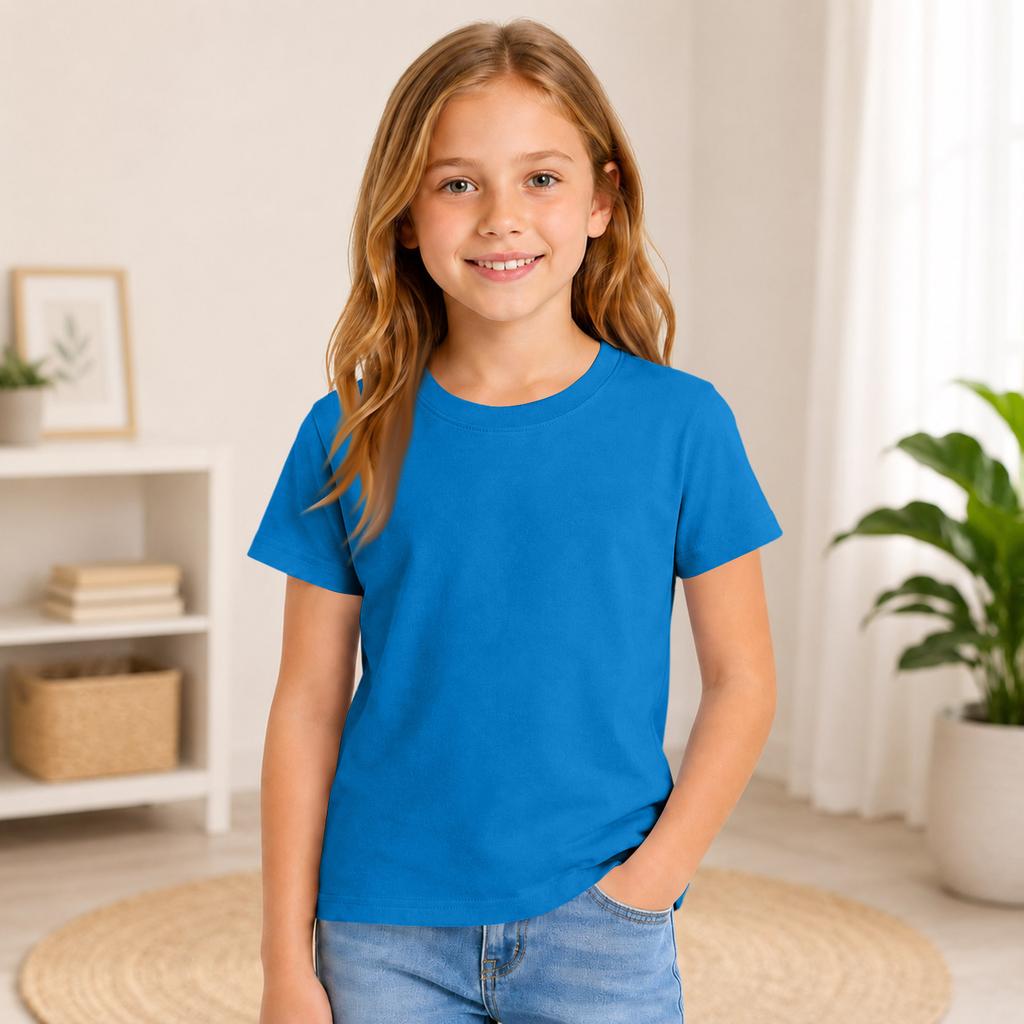 Kids Color Short Sleeve Round Neck T-Shirt for Everyday Casual Wear
